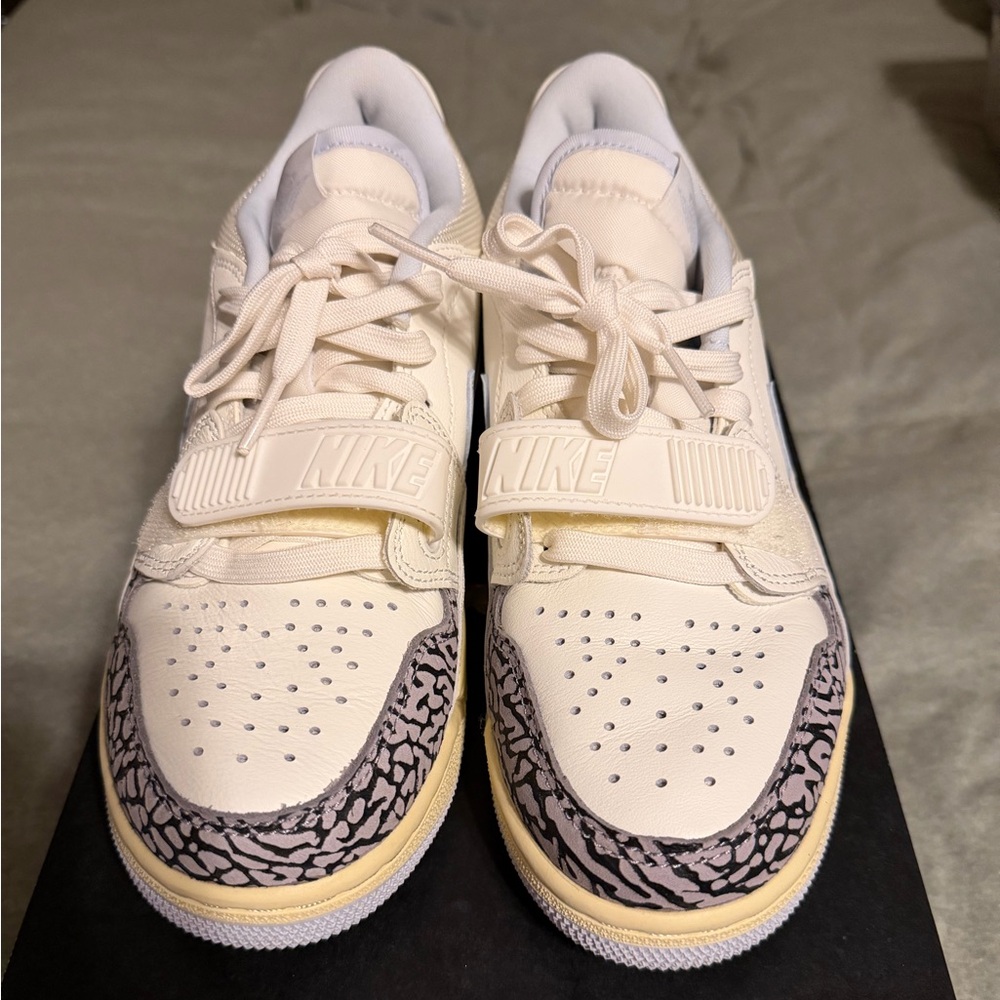 Nike Cream, Black, & Baby Blue Patterned Sneakers